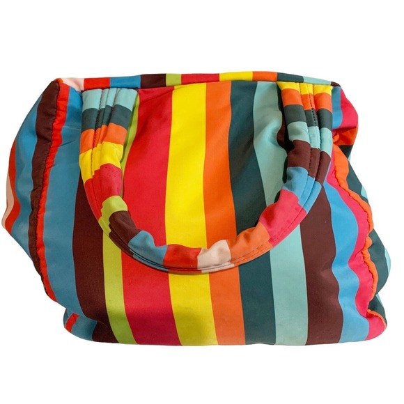 Juicy Couture Striped Fabric Purse Y2K Throwback Bag Satchel JC 90's Style - Picture 7 of 8